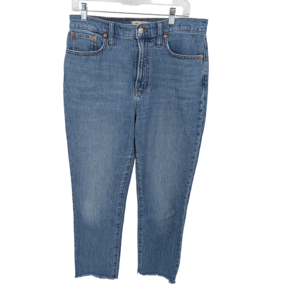 Madewell The Perfect Vintage‎ Jean Womens 29 Blue Raw Hem High Rise Straight Leg
